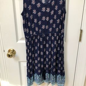 Tank dress Navy w draw string tassels at waist